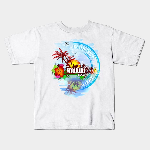 Waikiki Hawaii Kids T-Shirt by dejava